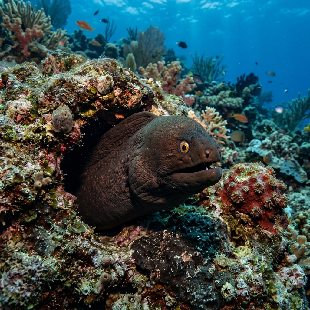 kahverengi-muren-gymnothorax-unicolor Sualtı Fotoğrafı