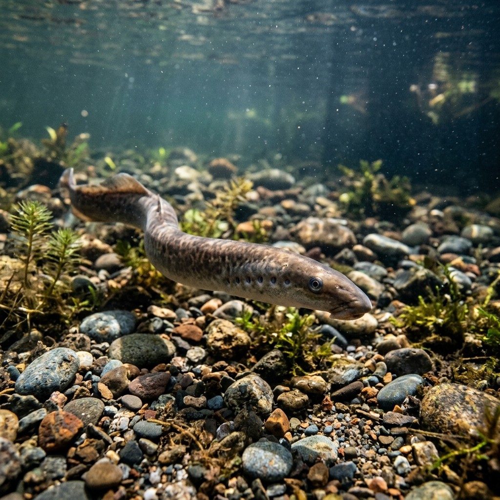 nehir-minogra-baligi-lampetra-fluviatilis Sualtı Fotoğrafı