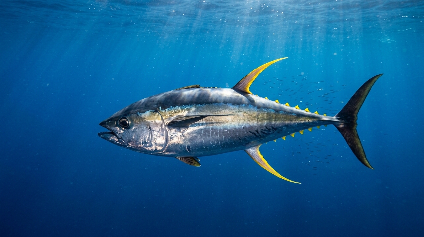 Sarıkanat orkinos Balığı - Yellowfin Tuna (Thunnus albacares) Sualtı Fotoğrafı